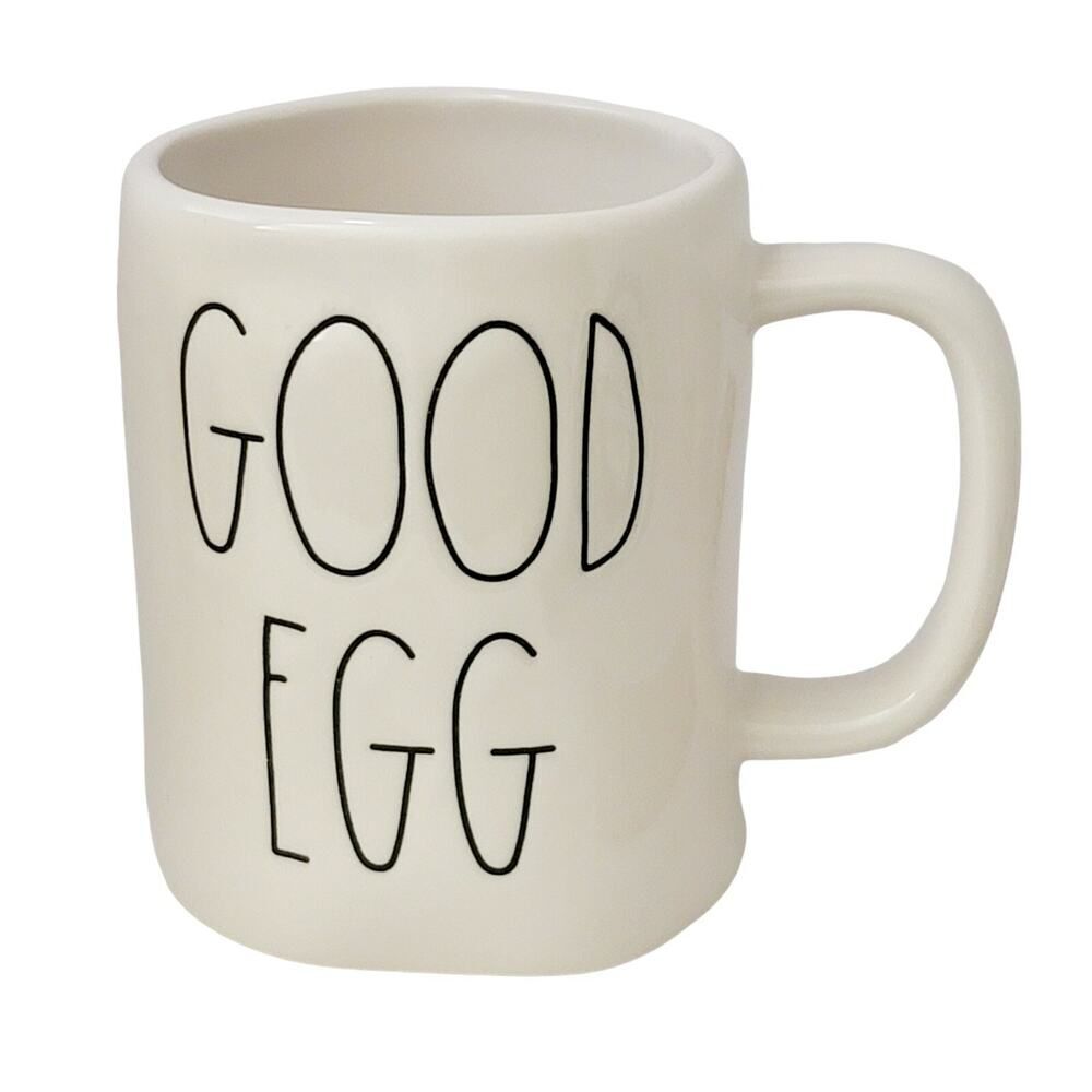 Rae Dunn Double Sided Easter Good Egg Bad Egg White Mug‎